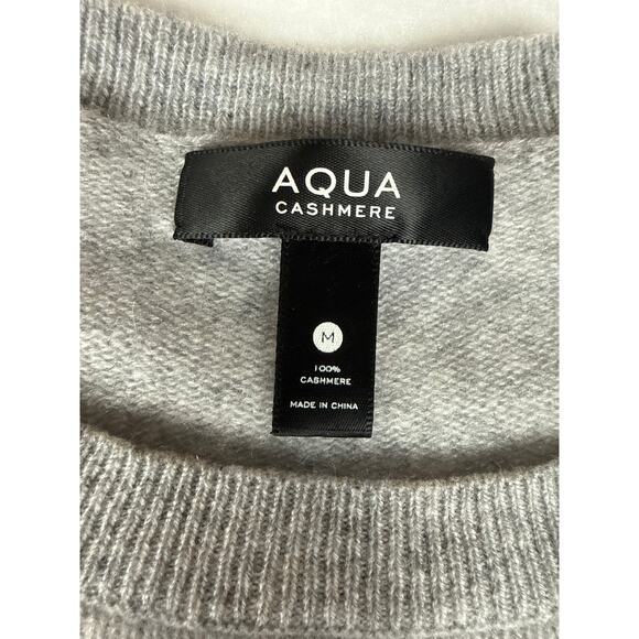 Aqua cashmere ballon sleeve M gray sweater - Picture 3 of 11